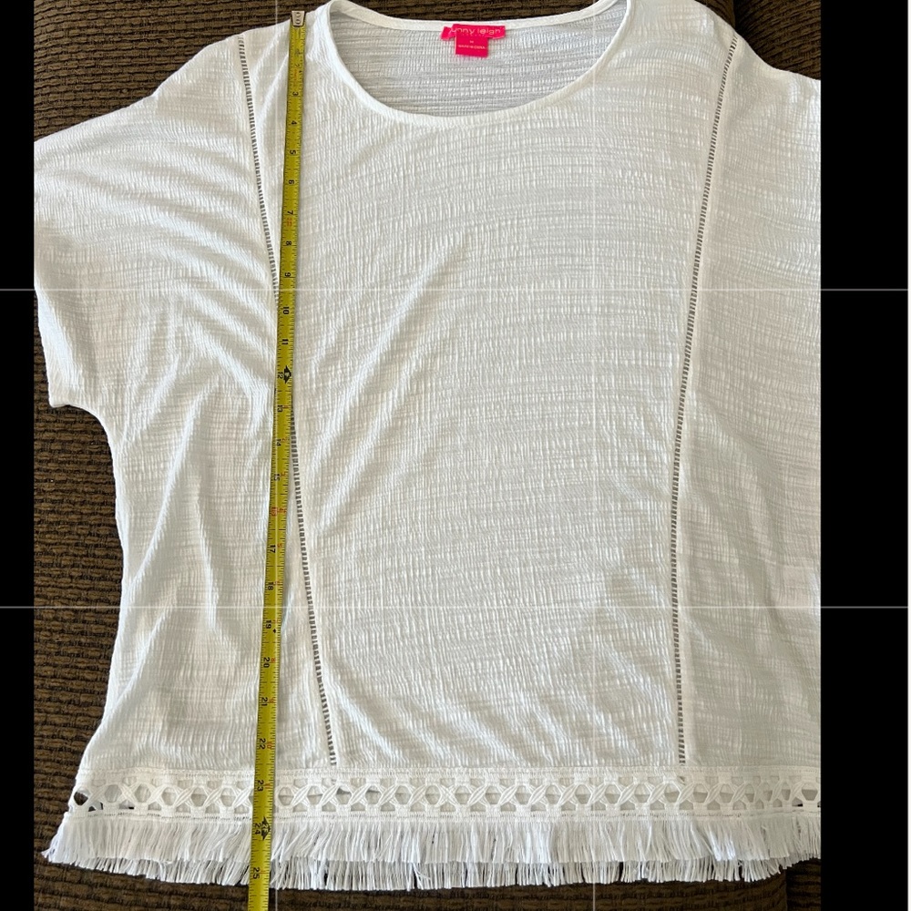 Sunny Leigh White Fringe Peasant Top - Picture 6 of 9